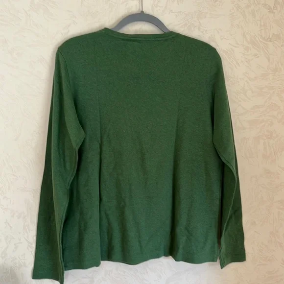 St John's Bay Forest Green Soft Cotton Long Sleeve Crewneck Top Size XL - Picture 4 of 5